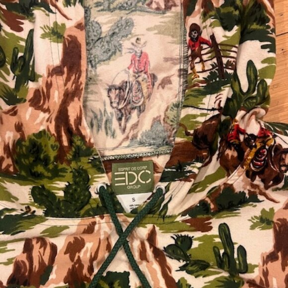 VINTAGE ESPRIT DE CORP Cropped Hoodie Shirt - Picture 6 of 9